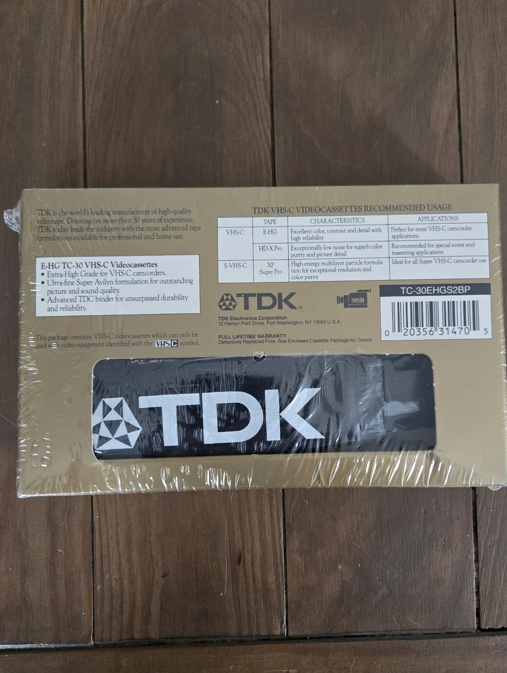 Sealed Collectible TDK VHS-C E-HG TC-30 Camcorder Videotape Set With Belt
